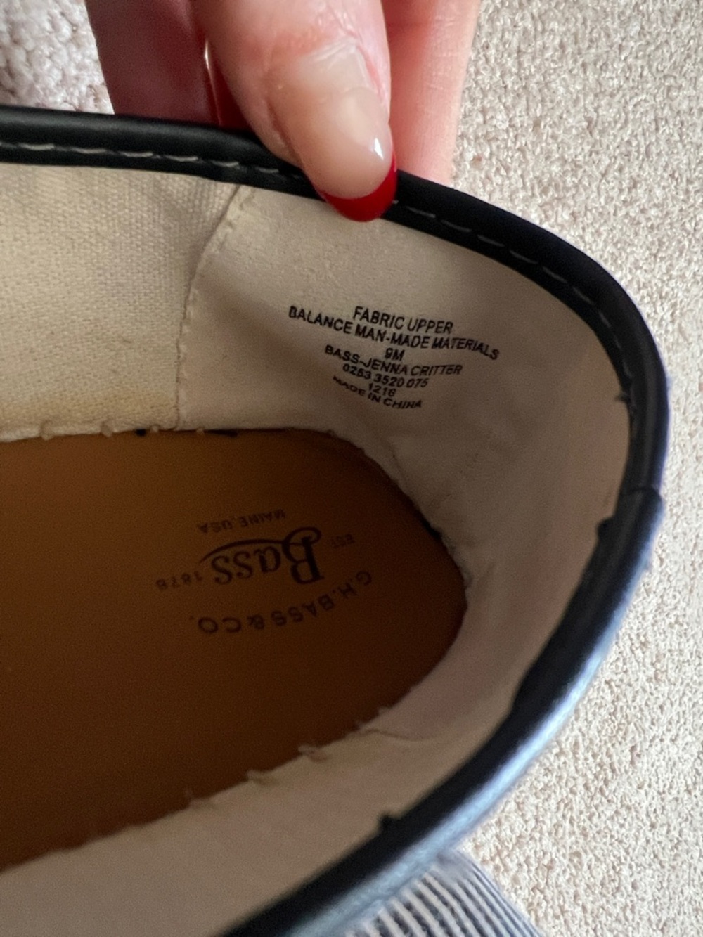 Bass Navy and White Striped Espadrille Flats with Red Lobster Embroidery - Picture 3 of 4